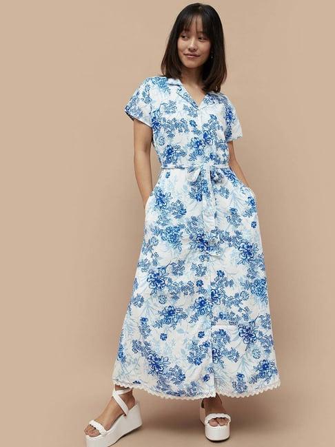 colour me by melange white printed maxi dress