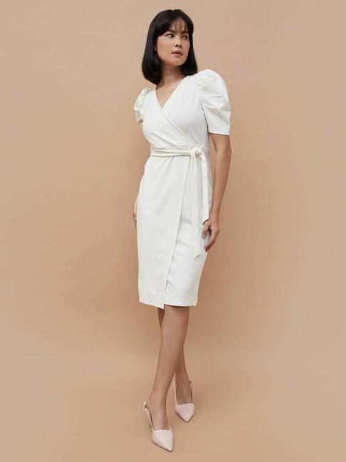 code by lifestyle white wrap dress