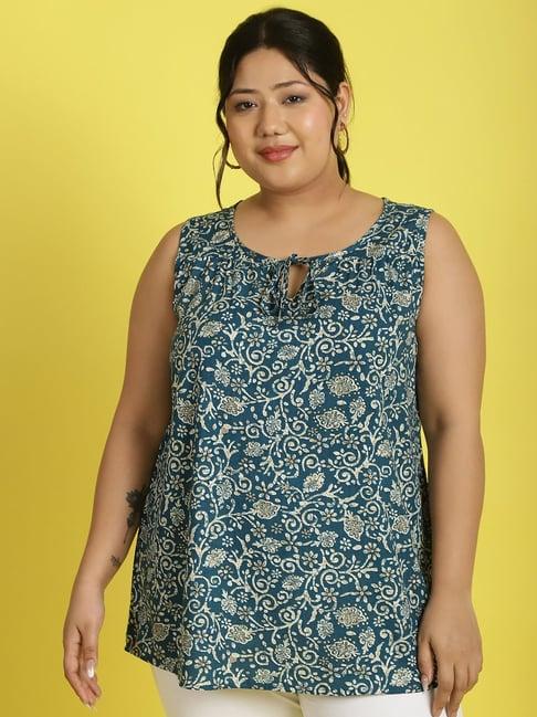 therebelinme teal floral print top