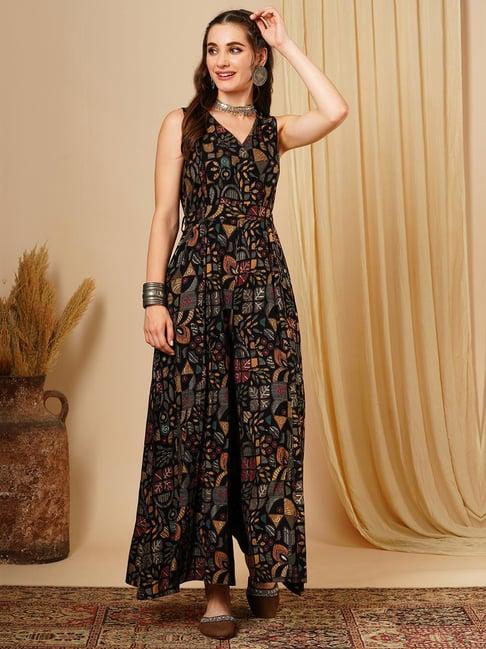 globus black printed jumpsuit