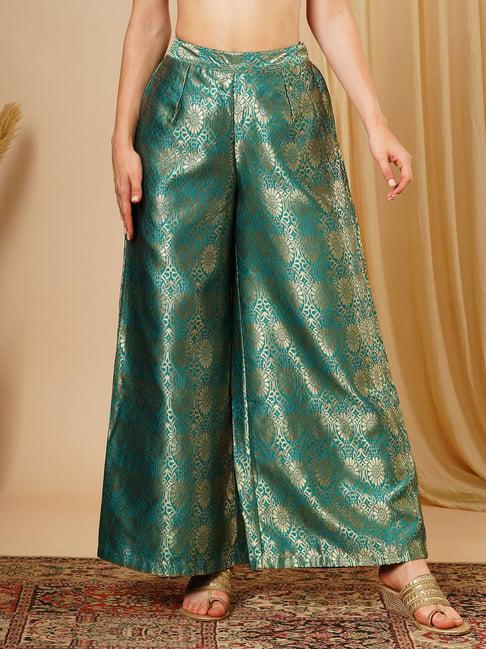 globus teal floral print palazzos