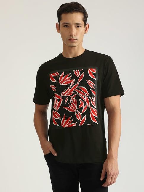 antony morato black pure cotton regular fit printed t-shirt