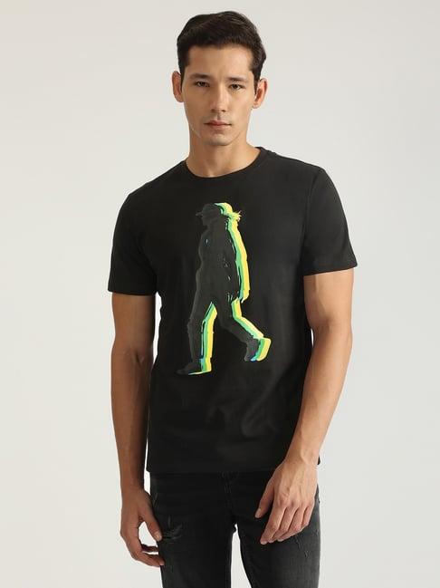 antony morato black pure cotton regular fit printed t-shirt