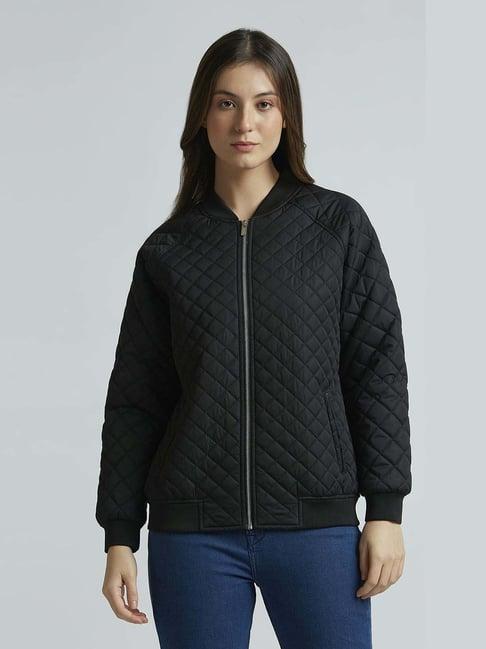 pepe jeans black quilted pattern puffer jacket