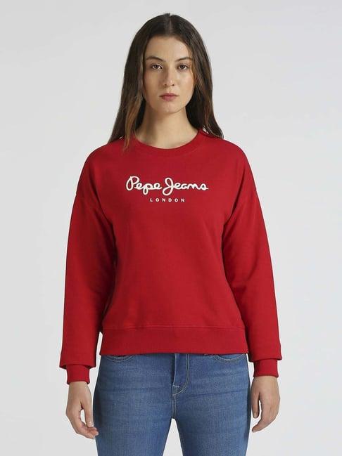 pepe jeans red hot cotton printed sweatshirt