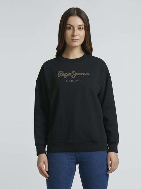 pepe jeans black embellished sweatshirt