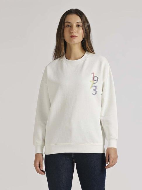 pepe jeans white printed sweatshirt