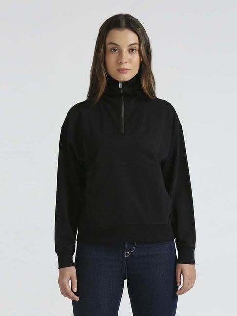 pepe jeans black cotton sweatshirt