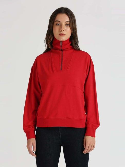 pepe jeans red cotton sweatshirt