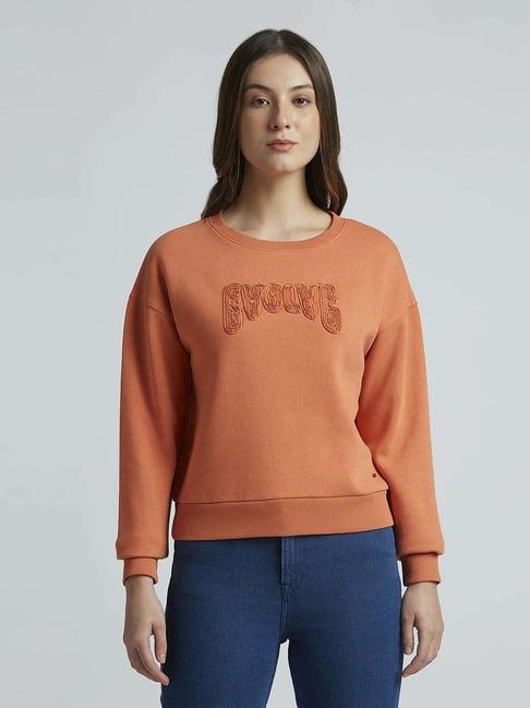 pepe jeans sunset orange embroidered sweatshirt