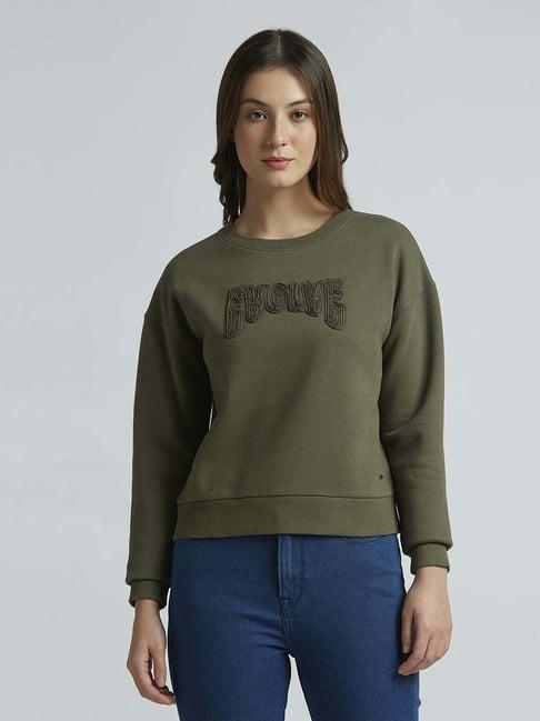 pepe jeans green embroidered sweatshirt