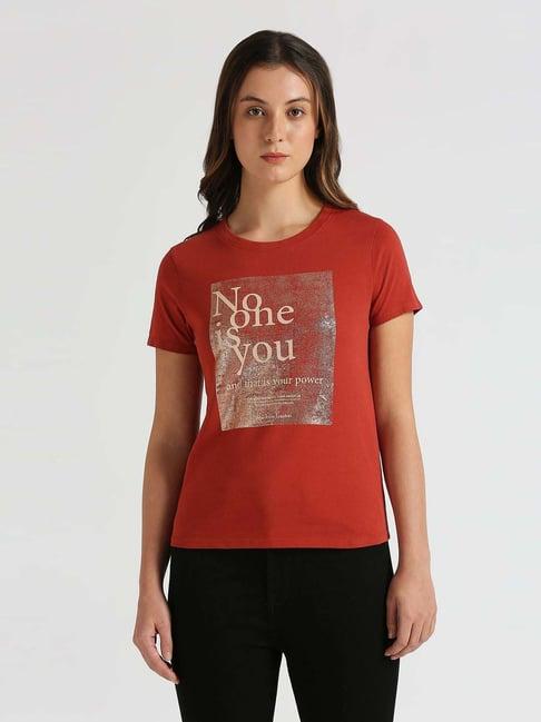 pepe jeans red cotton printed t-shirt