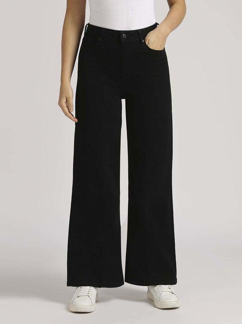 pepe jeans black high rise flared jeans