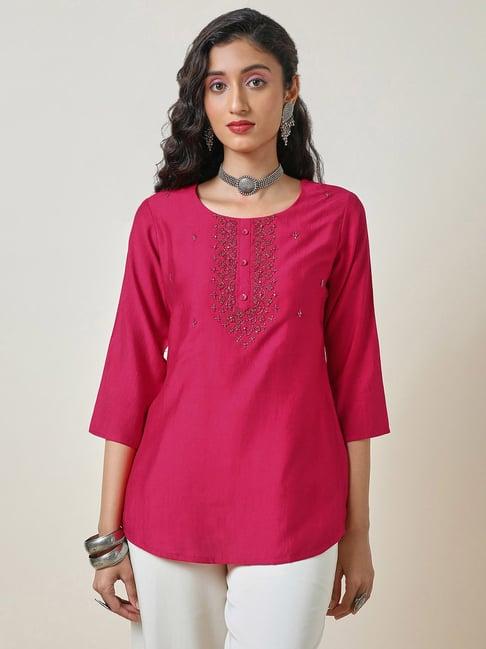 soch fuchsia embellished tunic