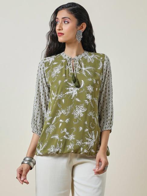 soch olive printed tunic