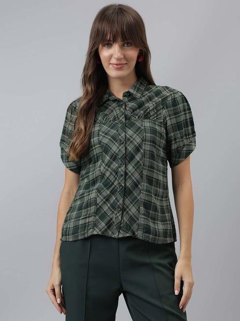 latin quarters green check shirt