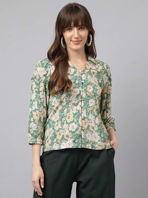 latin quarters green printed shirt