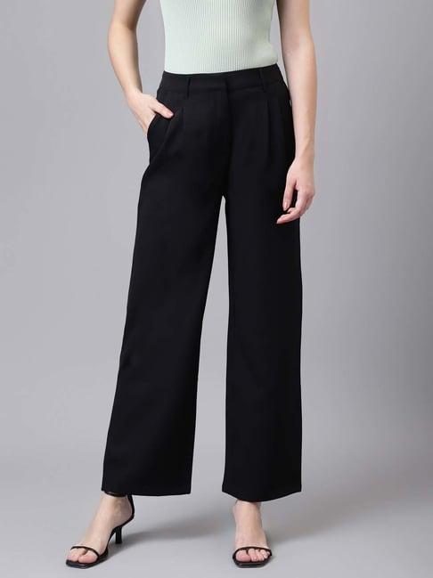 latin quarters black regular fit high rise trousers