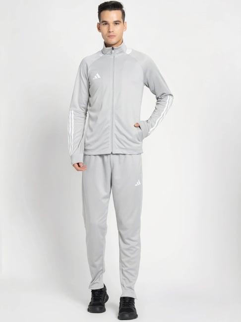 adidas grey regular fit logo printed tracksuit