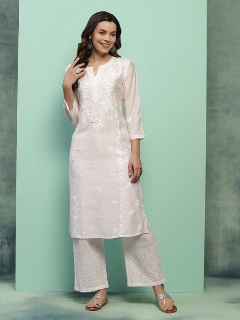 house of chikankari white embroidered kurta