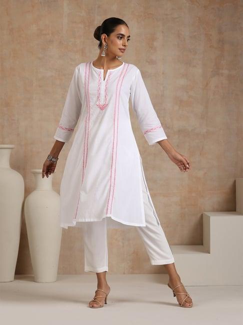 house of chikankari white embroidered kurta