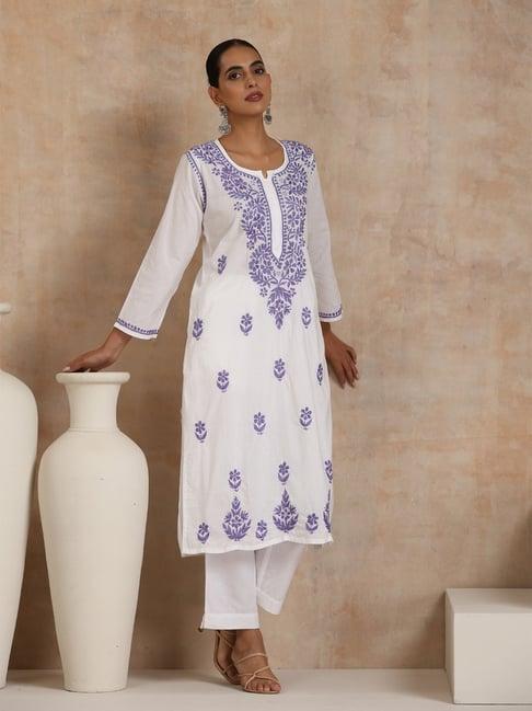 house of chikankari white embroidered kurta