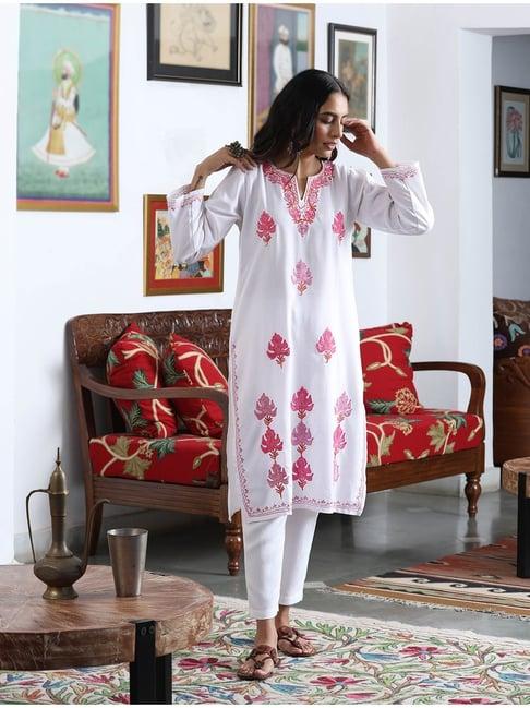 house of chikankari white embroidered kurta