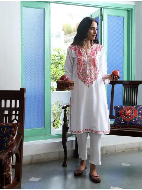 house of chikankari white embroidered kurta