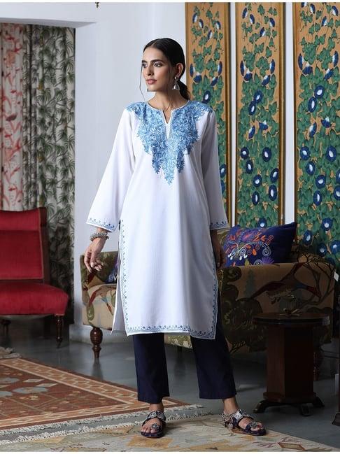 house of chikankari white embroidered kurta