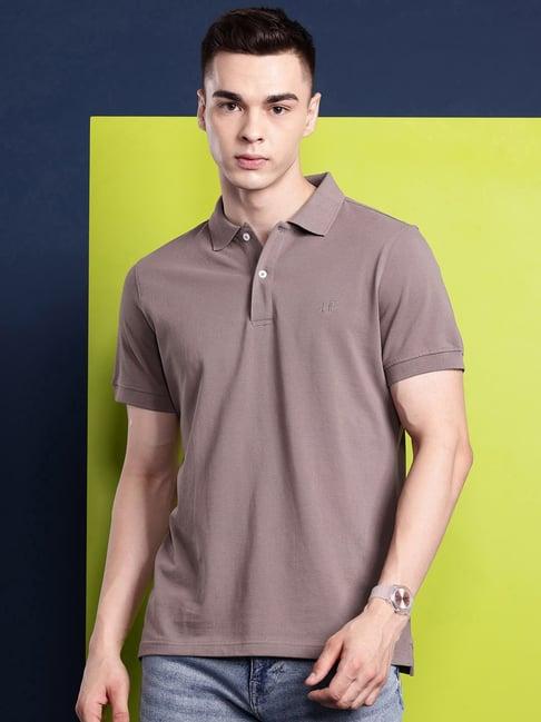 hancock purple cotton slim fit solid polo t-shirts