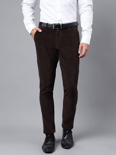 hancock green slim fit solid trousers