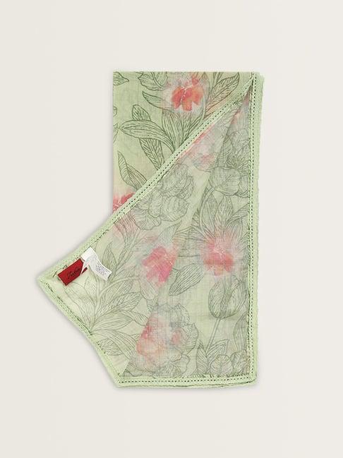 zuba by westside light green leaf printed dupatta