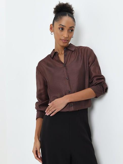 wardrobe by westside dark brown shirt with camisole