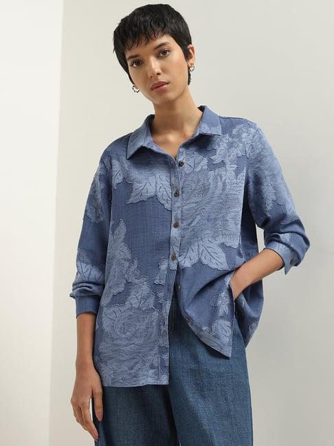 lov by westside blue leaf design shirt