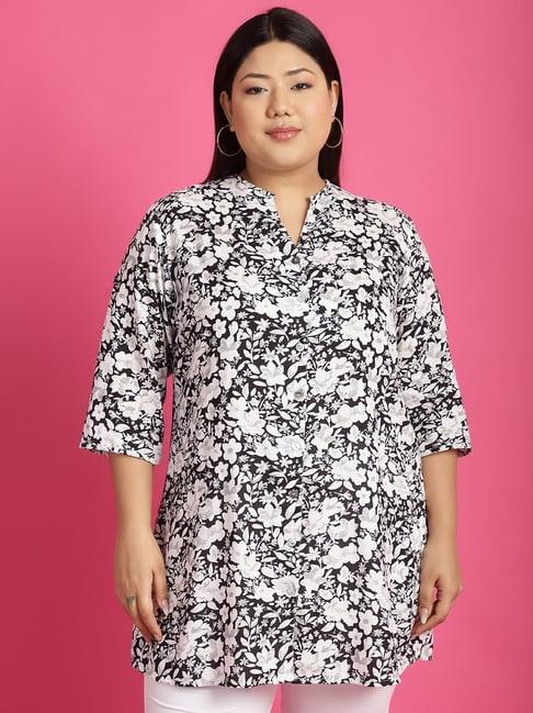 therebelinme black & white floral print shirt