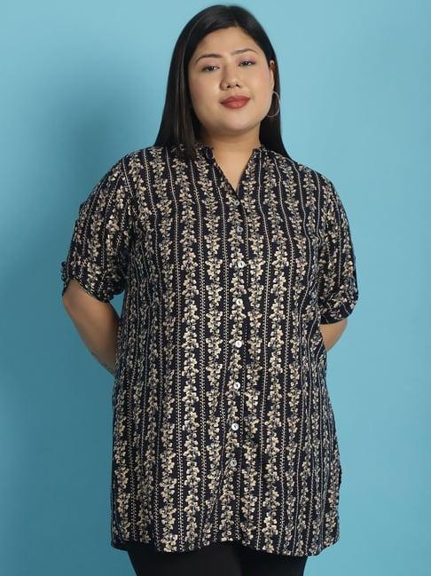 therebelinme navy floral print shirt