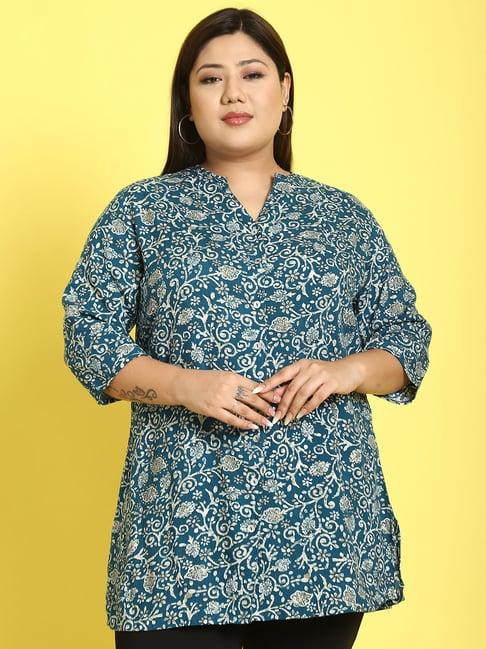 therebelinme teal floral print shirt