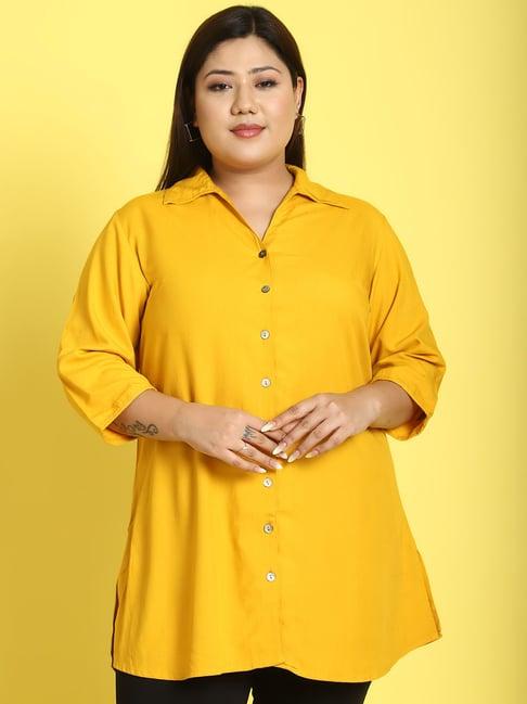 therebelinme yellow solid shirt