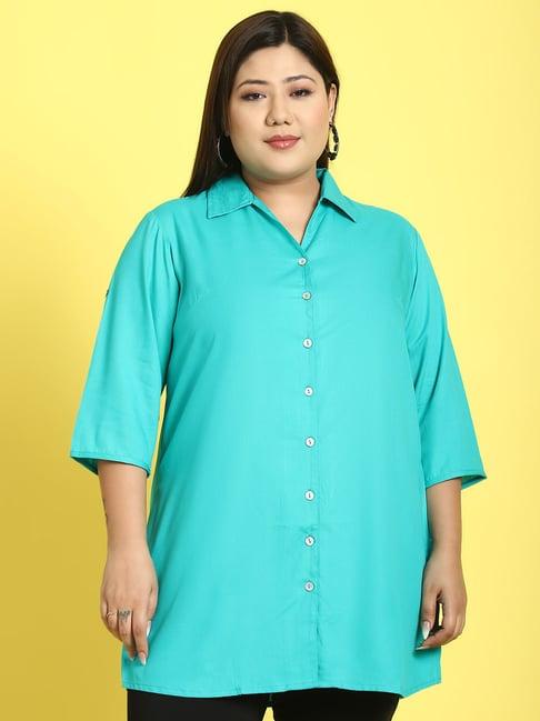 therebelinme turquoise solid shirt