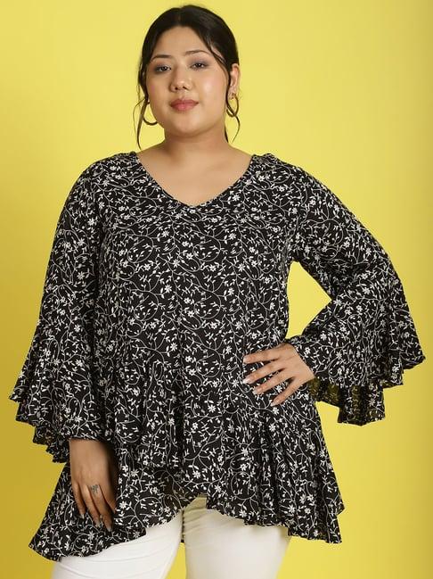 therebelinme black floral print top