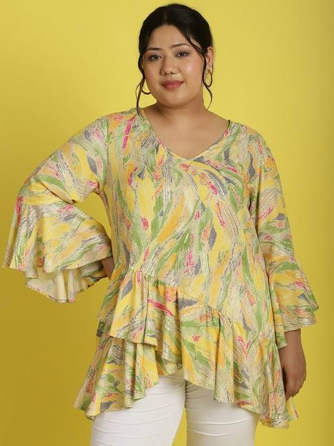 therebelinme yellow floral print top