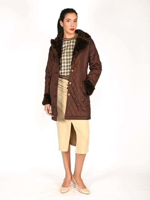 odette brown self pattern quilted jacket