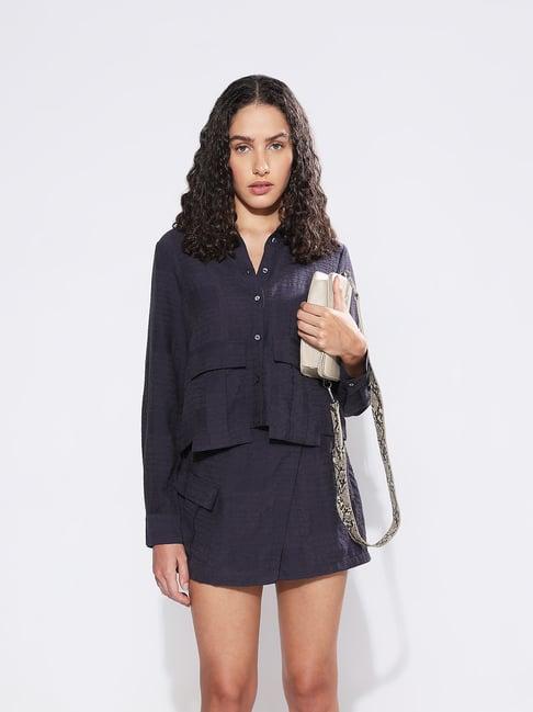 vero moda navy textured shirt