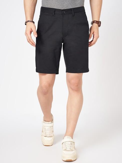 byford by pantaloons black cotton slim fit shorts