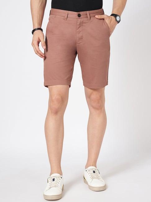 byford by pantaloons pink cotton slim fit shorts