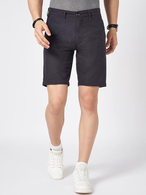 byford by pantaloons black cotton slim fit texture shorts