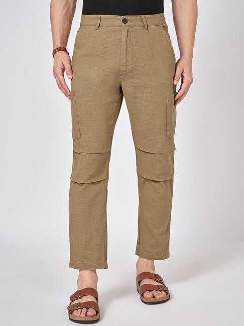 7 alt by pantaloons brown cotton comfort fit cargos