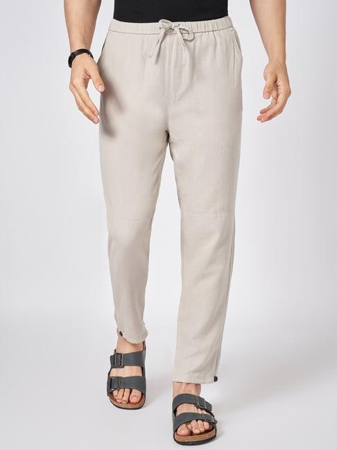 7 alt by pantaloons grey cotton slim fit trousers