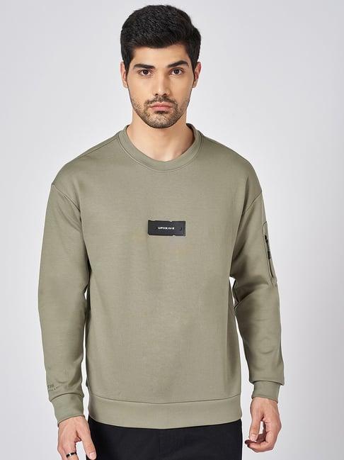 street 808 by pantaloons green loose fit printed sweatshirt