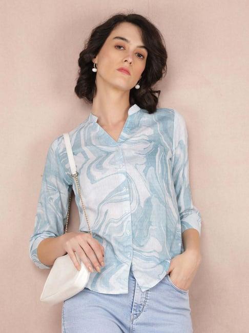 crimsoune club blue printed shirt